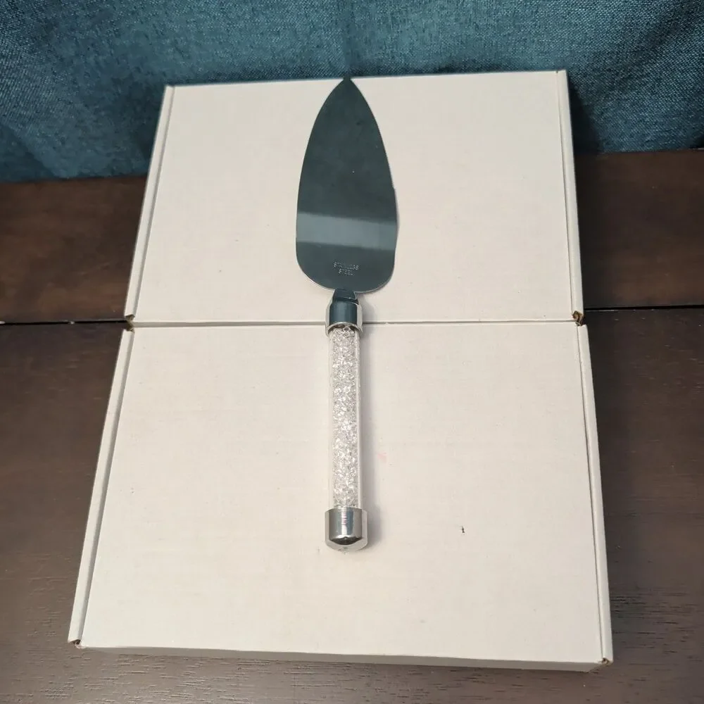 Mr & Mrs Wedding Cake Server Knife Set | Crystal Filled Bling Handle Stainless